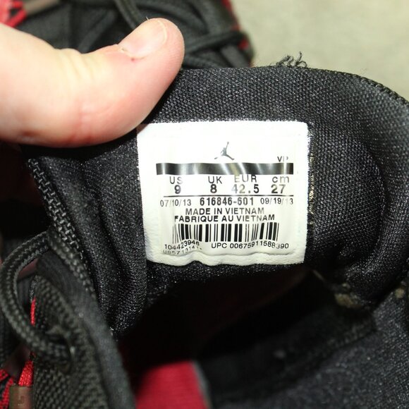 Size 9 -2013 Nike Air Jordans Prime Flight Red & Black  616846-6 - Picture 2 of 7